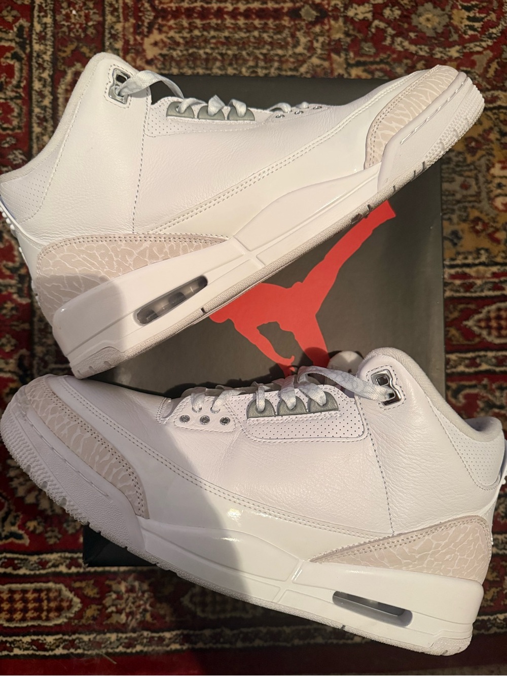 Jordan 3 Retro Pure Money - White and Cream Leather Basketball Sneakers